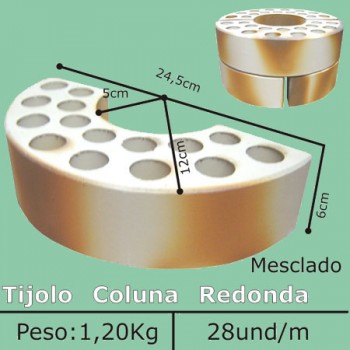 Tijolo coluna redonda Mesclada